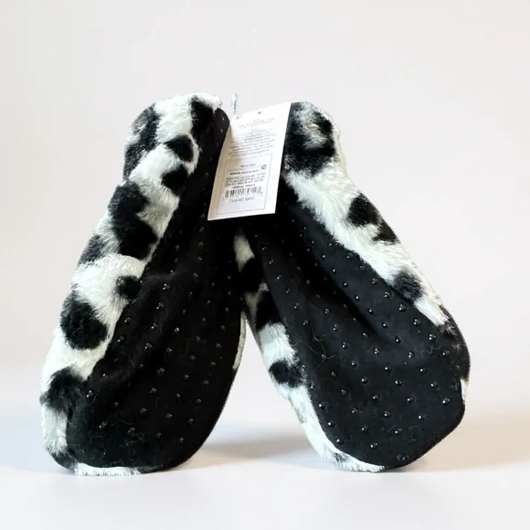 Auden Faux Fur Leopard Print Slipper Socks Women's Size S/M 6-7 NWT - Picture 5 of 6